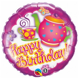 Tea Time Teapot Happy Birthday Balloon